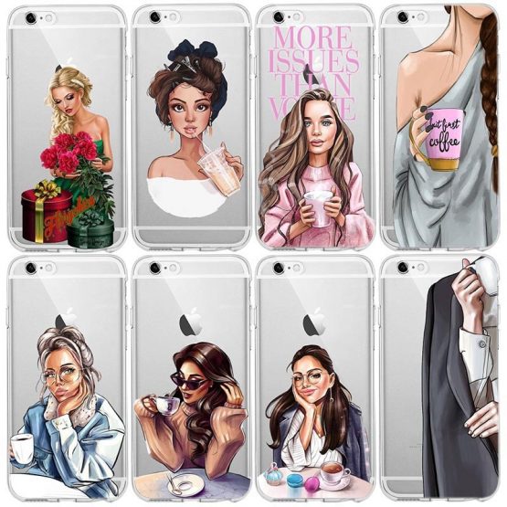 Goddess VOGUE Art Princess Girls Female boss coffee Soft Silicone TPU phone Case For iPhone 5 6 6s 7 8 Plus X XR XS 11 MAX Case