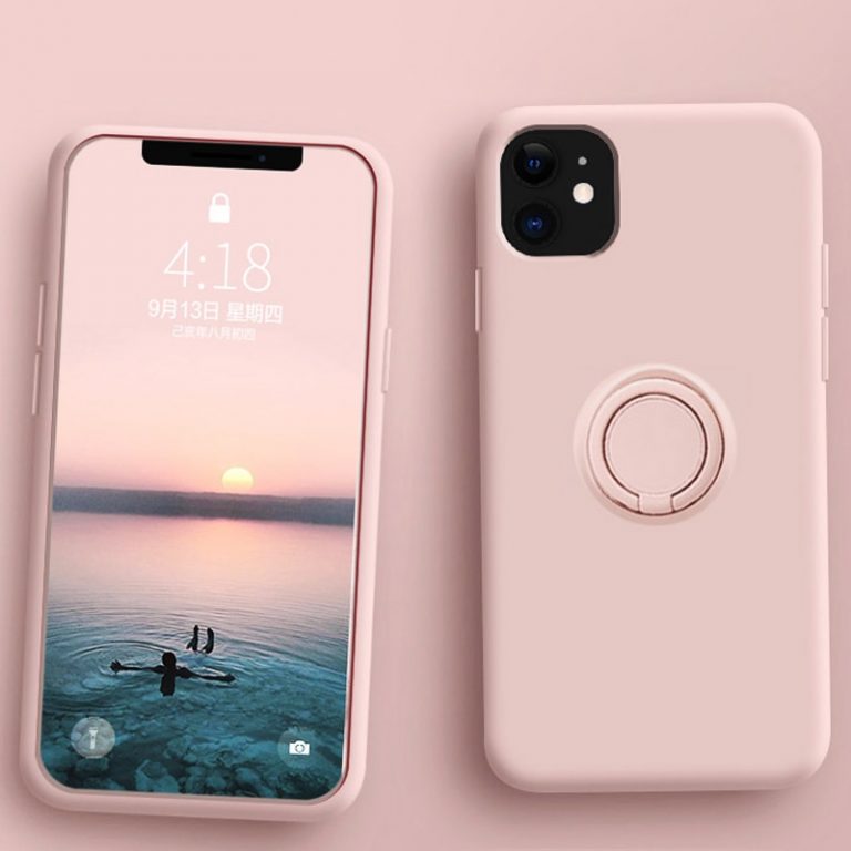 Luxury Soft Liquid Silicone Case For iPhone 11 Pro Max XS X 7 8 6 S 6S XR Stand Ring Holder Slim Cover iPhone11 Pro Case iPhonex