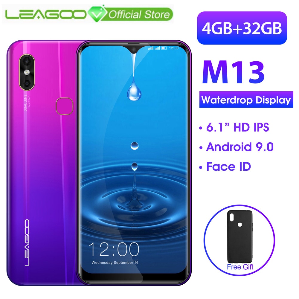 LEAGOO M13 Android 9.0 Smartphone 6.1'' HD IPS Waterdrop Display 4GB RAM 32GB ROM MT6761 3000mAh Dual Cams 4G Mobile Phone