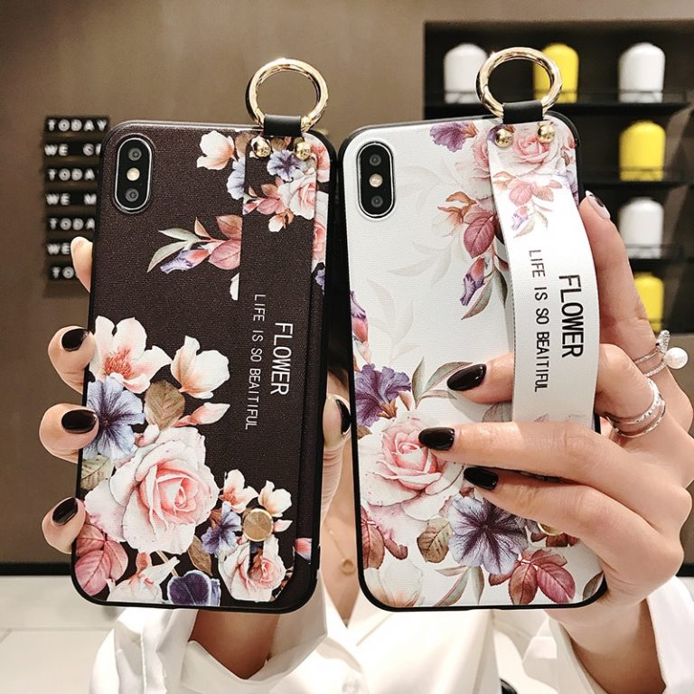 Rose Flowers Wrist Strap phone Cases For iphone 11 pro MAX X XR XS MAX 7 8 6 6s