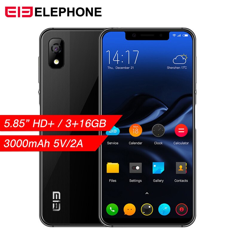 Elephone A4 Mobile Phone 5.85 inch Notch Screen Android 8.1 Dual SIM 4G Smartphone 3GB RAM 16GB ROM 3000mAh Face Fingerpringt ID