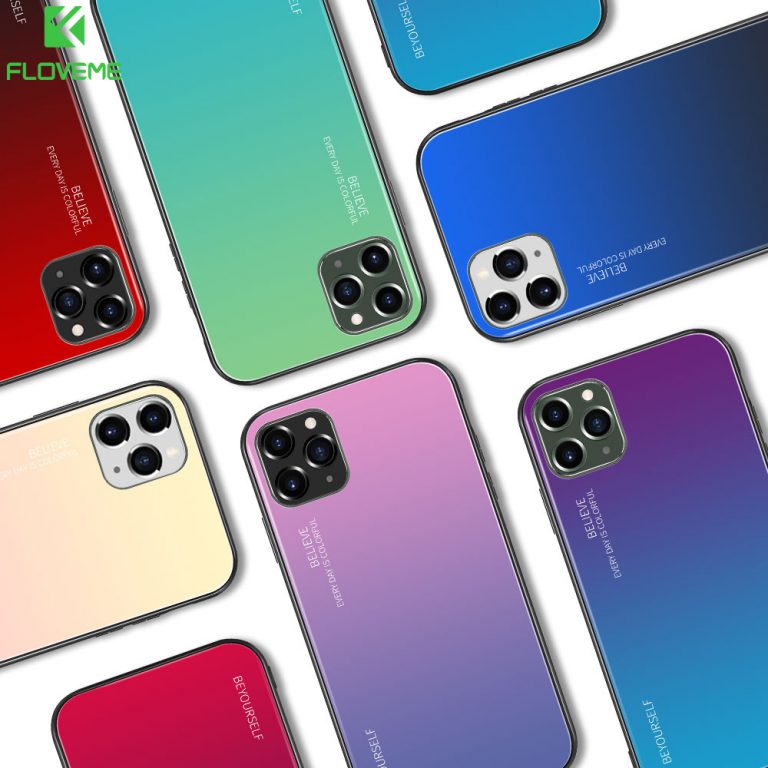 Floveme Gradient Tempered Glass Case For iPhone XR XS MAX X 11 Pro Luxury Cases For iPhone 7 8 6s 6 plus SE 5S Phone Case Cover 2 Floveme Gradient Tempered Glass Case For iPhone XR XS MAX X 11 Pro