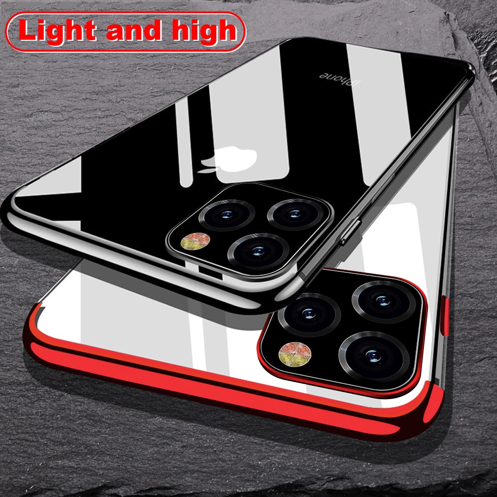 For iPhone 11 6.1inch Case Laser Plating Luxury TPU Soft Clear Cover For iPhone 11 Pro Max 2019 Light Crystal Phone Cases Fundas