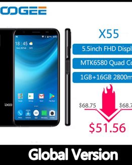 2018 New DOOGEE X55 Smartphone 5.5'' 18:9 HD MTK6580 Quad Core 16GB ROM Dual Camera 8.0MP Android 7.0 2800mAh Side Fingerprint