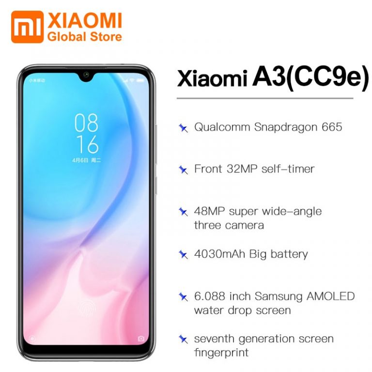 Xiaomi Mobile Phone Mi A3 4GB 128GB Phone Snapdragon 665 32MP+48MP