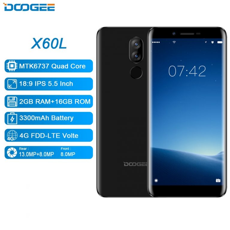 DOOGEE X60L 5.5'' MTK6737 Quad Core 2GB RAM 16GB ROM 4G Dual Camera