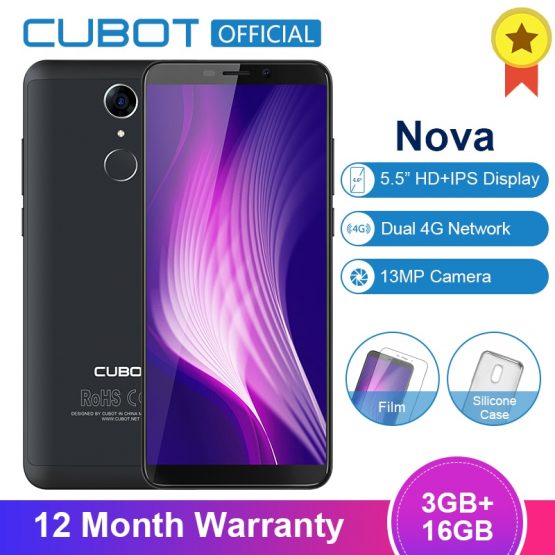 Original Cubot Nova Android 8.1 18:9 Full Screen 3GB 16GB 5.5 Inch MT6739 Quad-Core Smartphone 2800mAh Dual 4G Dual Sim Celular