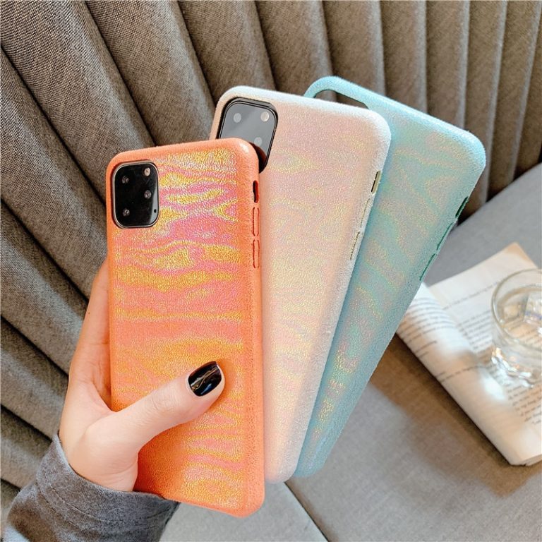 Luxury Shiny Laser PU Leather Case for iPhone 7 8 7Plus 8Plus Soft Phone Case