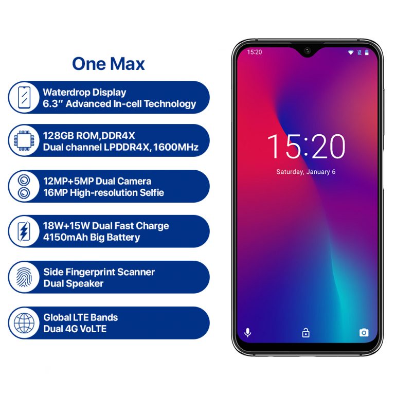 UMIDIGI One Max Global Version 4GB 128GB 6.3" Waterdrop Full-Screen