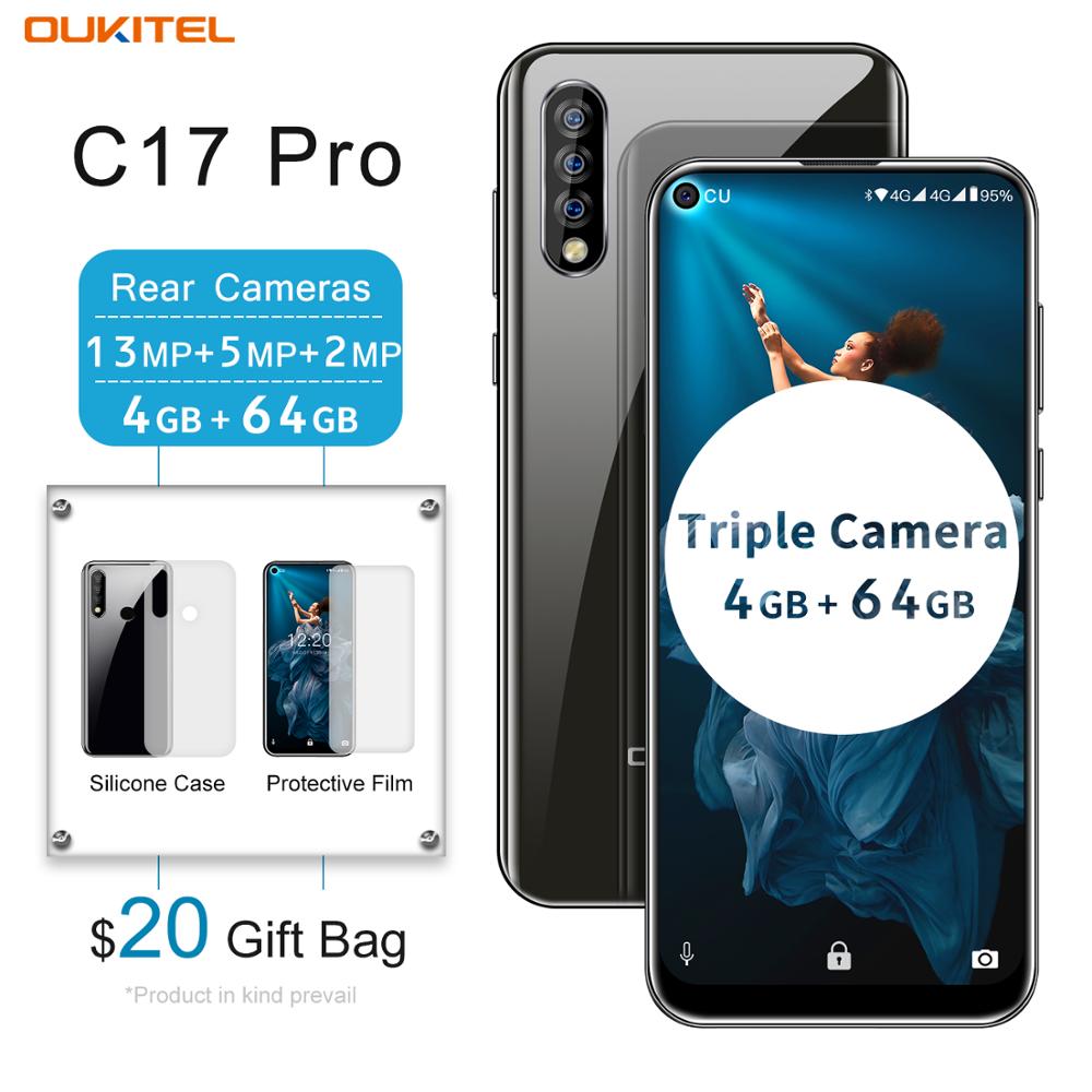 original OUKITEL C17 Pro Smartphone Face ID 6.35''FHD 4GB RAM 64GB ROM Android 9.0 MTK6763 Octa Core 13MP 4G LTE Mobile Phone