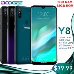Original Doogee Y8 Android 9.0 Waterdrop Screen Smartphone Gradient Back