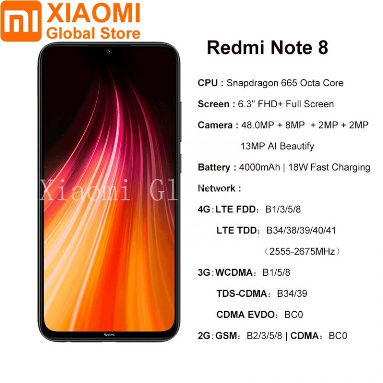 Xiaomi Note 8 3GB RAM 32GB ROM Mobile Phone Note8 Snapdragon 665 Quick Charging