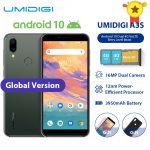 UMIDIGI A3S Android 10 Smartphone with 5.7" HD+ Display, Dual 4G, and Triple Slot Support.