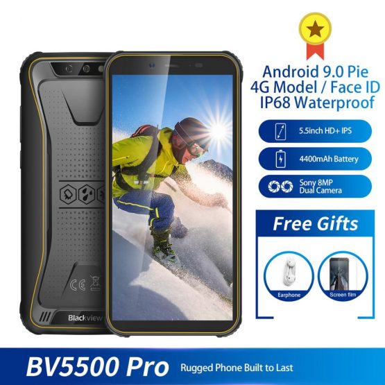 Original Blackview BV5500 pro IP68 Waterproof 4G Mobile Phone 3GB+16GB 5.5"FHD 4400mAh Android 9.0 Rugged Smartphone