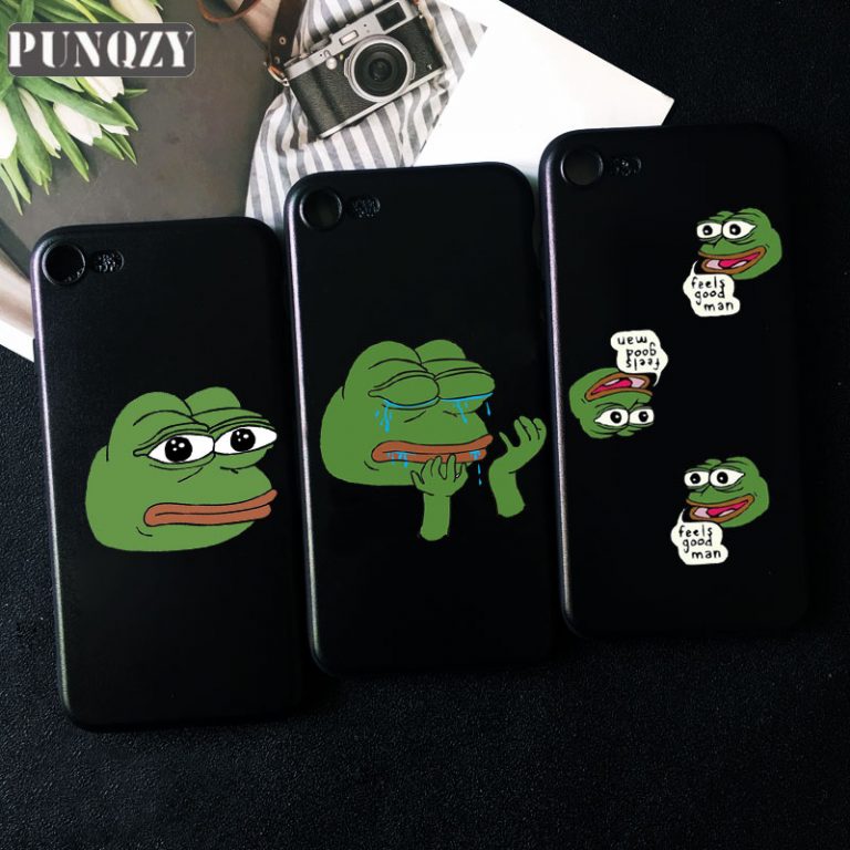 Funny The Frog Pepe face crying happy Couple Phone Case For iPhone 11 pro MAX XR XS MAX X 5S 6S 7 8 Plus Black Silicone TPU Case 2 The Frog Pepe face crying happy Couple Phone Case For iPhone 11 pro MAX XR