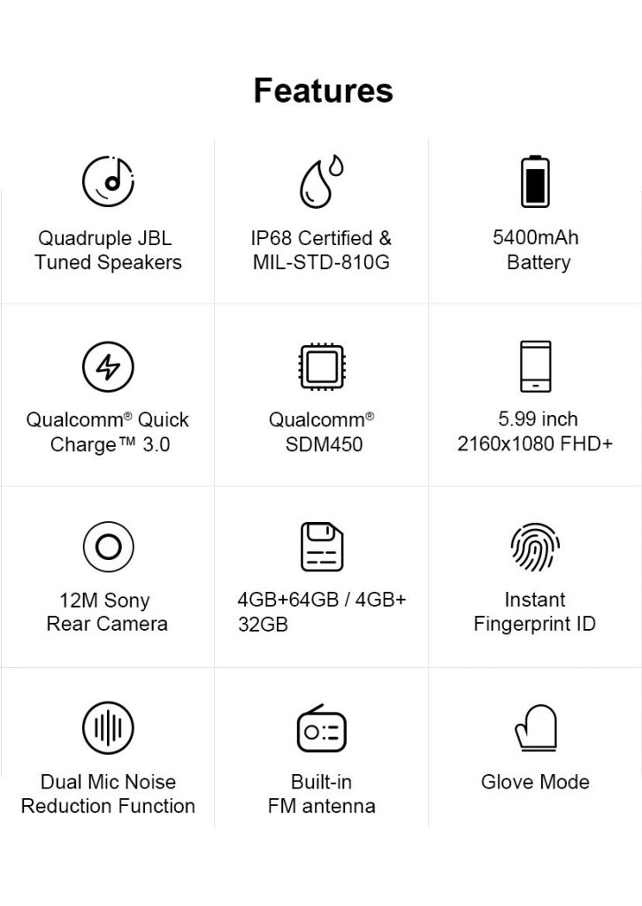 AGM A9 Rugged Smartphone Qualcomm SDM450 Octa-core 5.99"FHD+ 5400mAh Quick Charge