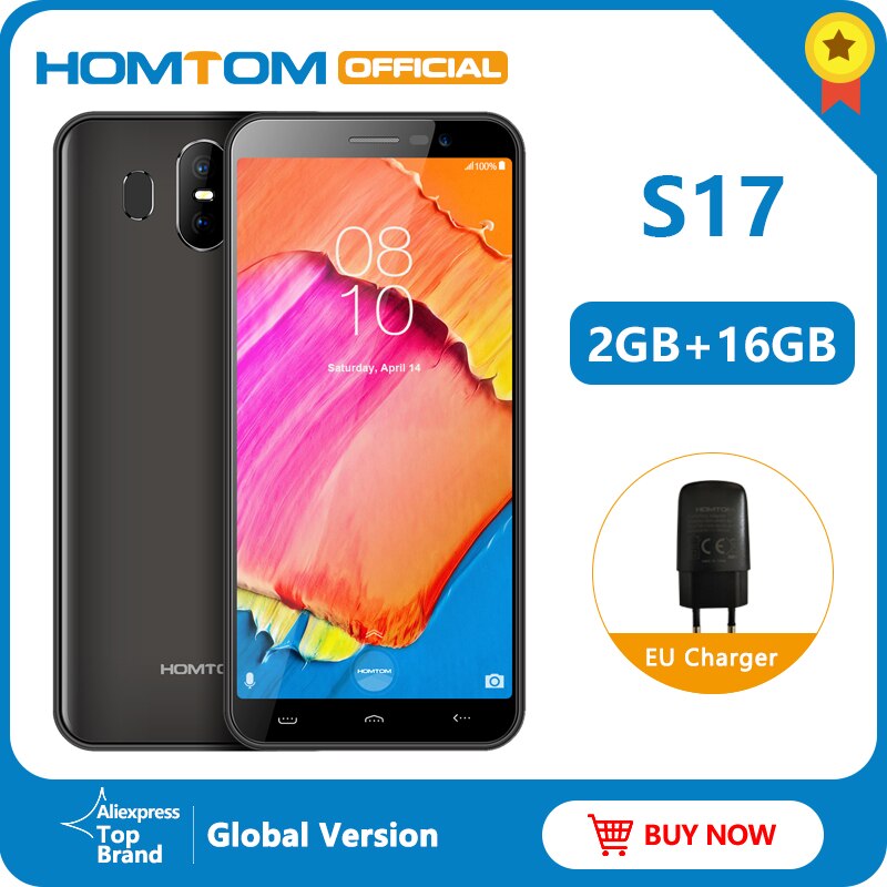 Homtom S17 5.5 inch 18:9 Display 3000mAh Face ID Fingerprint Mobile Phone Android 8.1 2GB 16GB ROM 13MP+2MP Dual Cam Smartphone