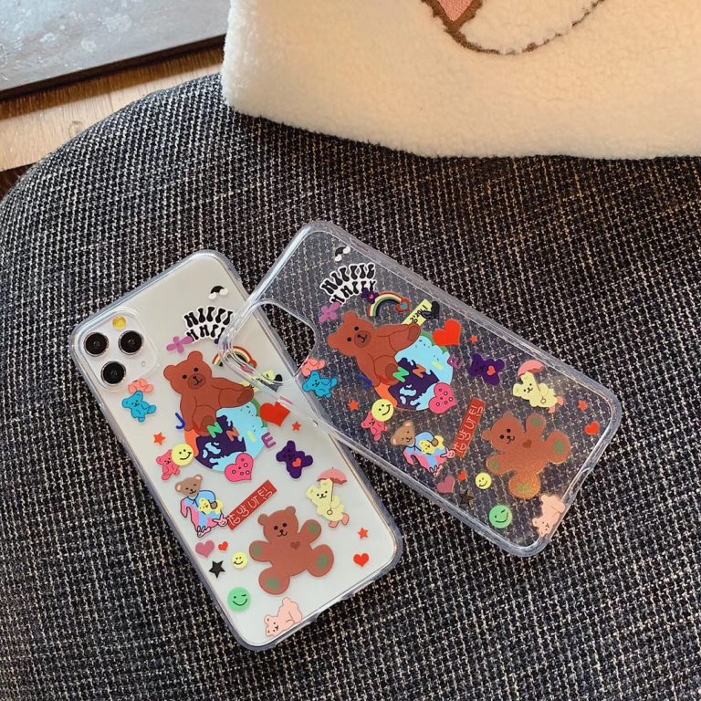 INS Korea cute smiley rainbow happy party bear phone case for iPhone 11 pro MAX Xs MAX Xr X 6 6s 7 8 plus soft TPU back cover