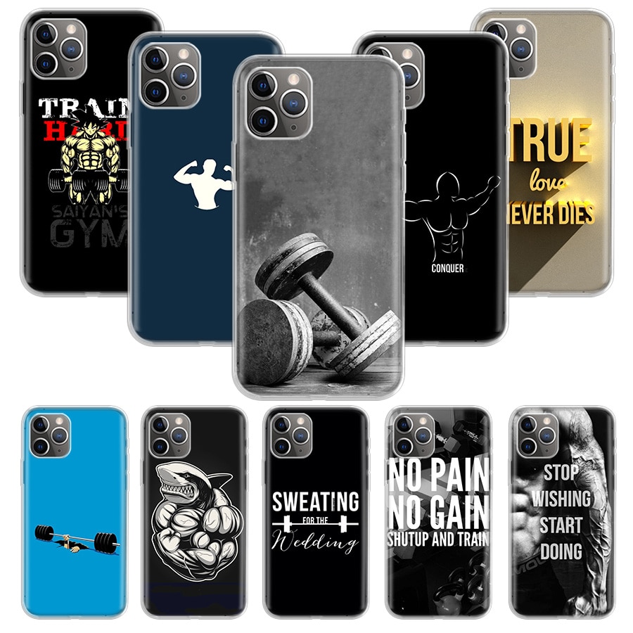 Bodybuilding Gym Fitness Case for Apple iphone 11 Pro XS Max XR X 7 8 6 6S Plus 5 5S SE 10 Ten Gift Silicone Phone Cover Coque