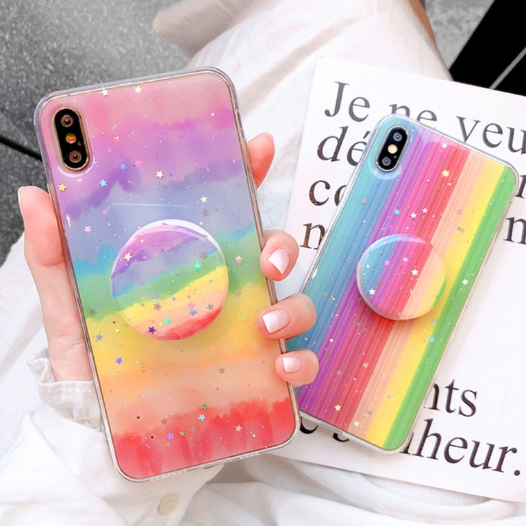 Glitter Rainbow Phone Case For iPhone XR XS Max X 11 11Pro 6 6S 7 8 Plus Candy Color Stand Holder TPU Full Body Protective Cover Glitter Rainbow Phone Case For iPhone XR XS Max X 11 11Pro 6 6S 7 8 Plus Candy Color Stand Holder TPU Full Body Protective Cover