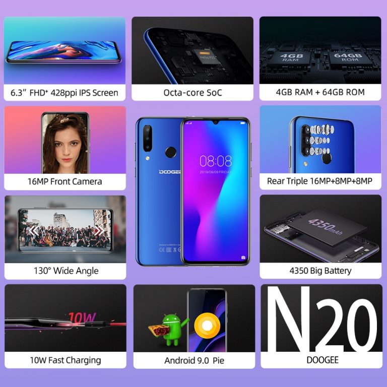 DOOGEE N20 N 20 6.3 Inch FHD+ Mobile Phone 4GB 64GB Octa Core