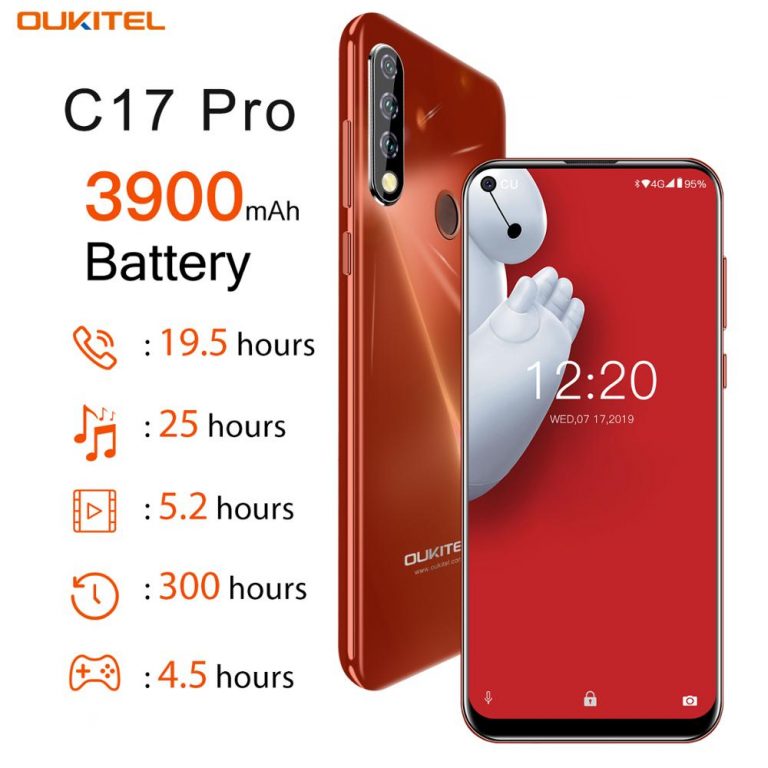Fingerprint OUKITEL C17 Pro 6.35'' Android 9.0 4GB 64GB Smartphone 19:9 Dual 4G