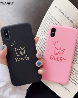 Silicone Soft Case For iphone 7 6 6S 5 5S 8 Plus Case For iphone 11 Pro X XR XS MAX Case Cute Letter KING QUEEN Crown Cover