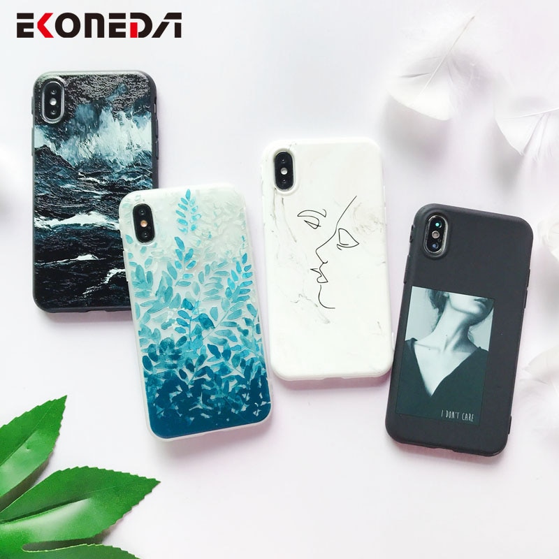 EKONEDA Soft TPU Phone Case For iPhone 6S Case Silicone Black Simple Scrub Back Cover For iPhone 7 6 8 XR XS Max 11 Pro Max Case