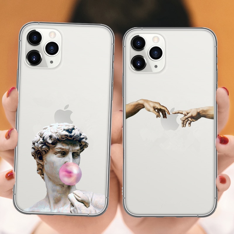 Art Fresco Michelangelo Creation of Adam Soft Phone Case For iPhone 11 Pro Max SE 5s 6 6s 7 8 Plus X XR XS MAX David lines Cover