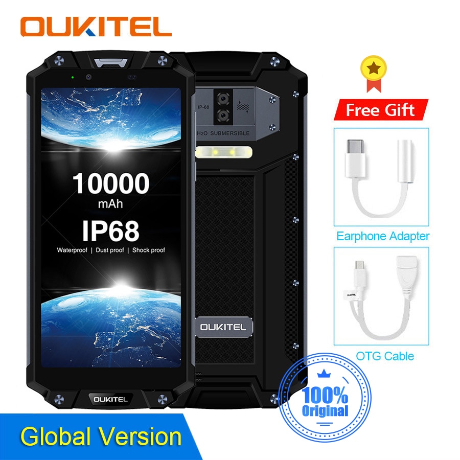 OUKITEL WP2 10000mAh IP68 Waterproof Dust Shock Proof Mobile Phone Octa Core 4GB 64GB MT6750T 6.0" 18:9 Fingerprint Smartphone
