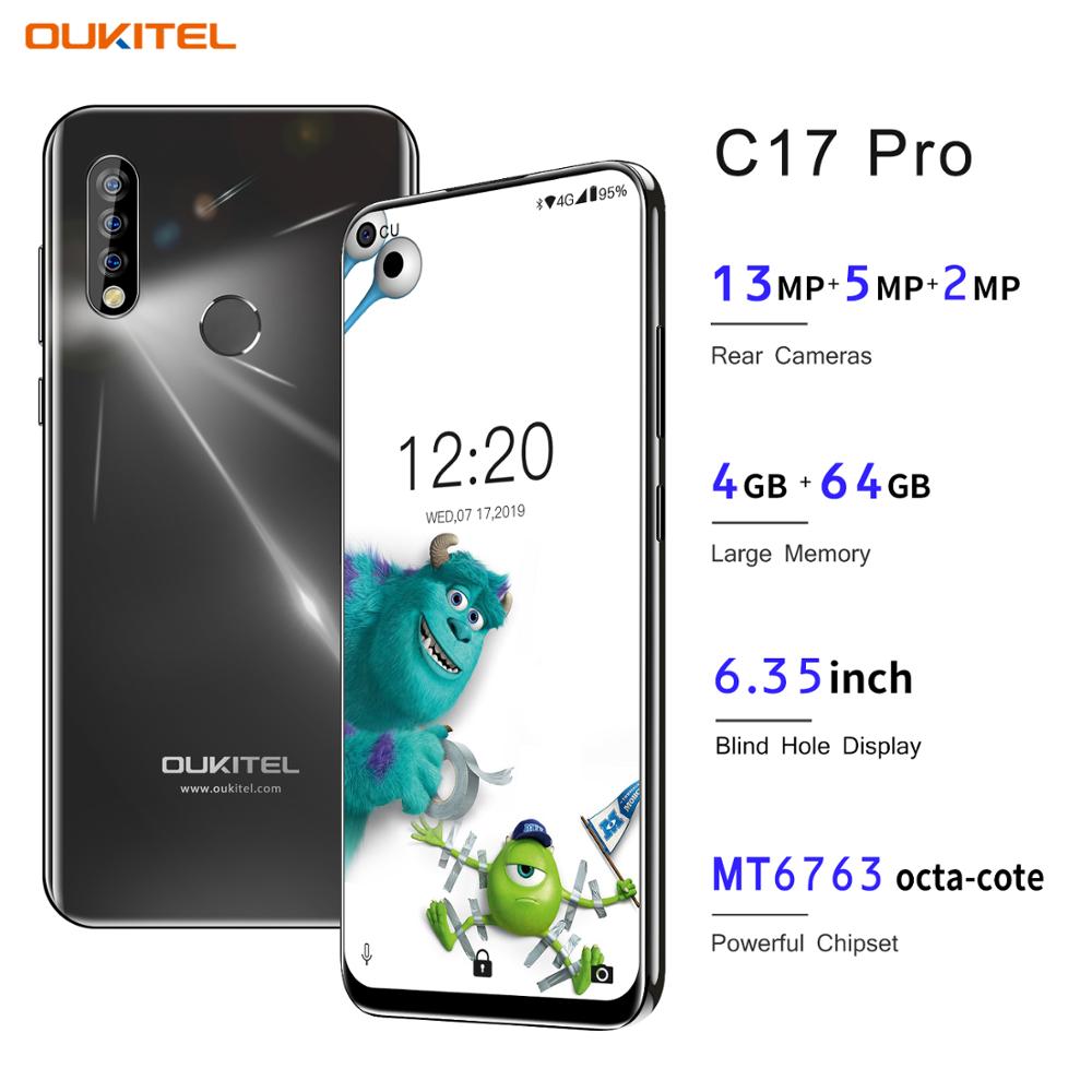 OUKITEL C17 Pro 6.35'' Android 9.0 4GB 64GB Smartphone 19:9 MT6763 CPU Fingerprint Face ID Octa Core 3900mAh 4G Mobile Phone