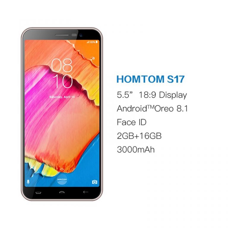 Original HOMTOM S17 Android 8.1 Smartphone Quad Core 5.5inch Fingerprint Face