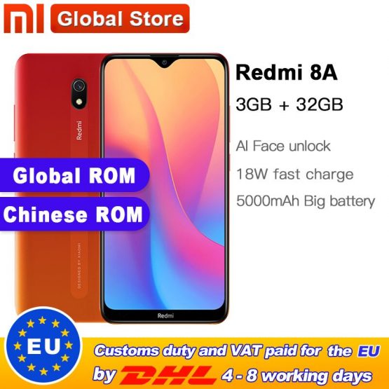 Global ROM Xiaomi Redmi 8A 32GB 3GB Smartphone Snapdargon 439 Octa core 5000mAh 12MP AI Camera Type-C