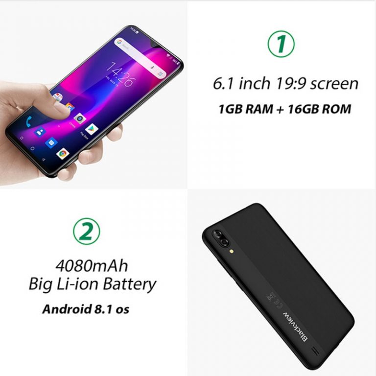 Presale Blackview A60 Smartphone 4080mAh 19:9 6.1 inch dual Camera