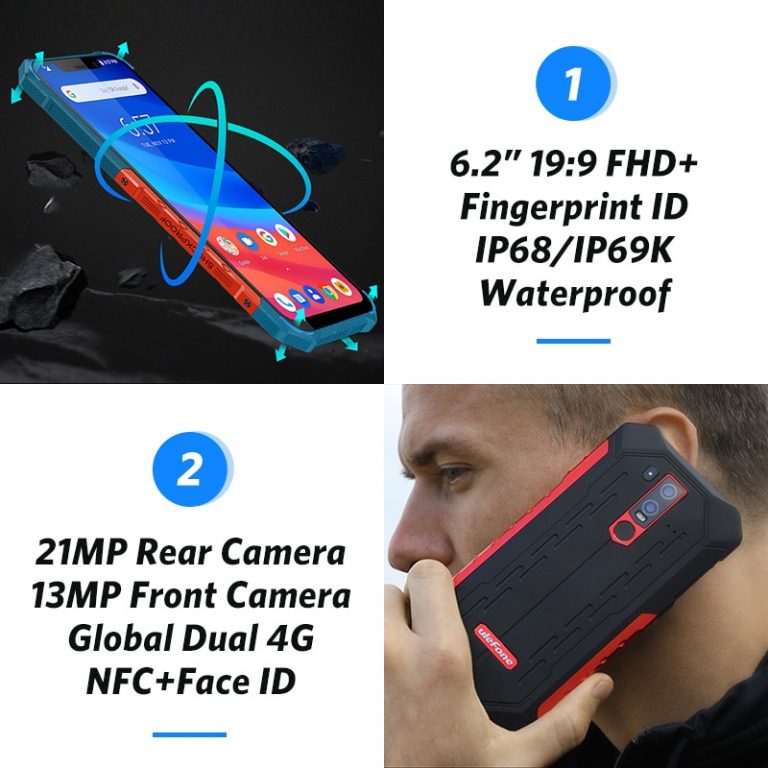 Ulefone Armor 6 Waterproof Mobile Phone Android 8.1 Helio P60 Octa Core