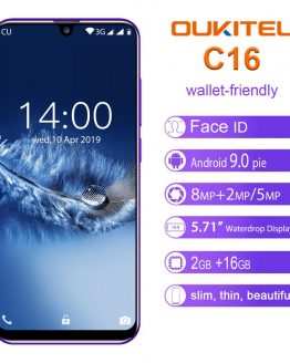 OUKITEL C16 Android 9.0 Cellphones 5.71" HD 19:9 Screen Fingerprint Mobile Phone 2G RAM 16G ROM 2600mAh Unlock 3G Smartphone