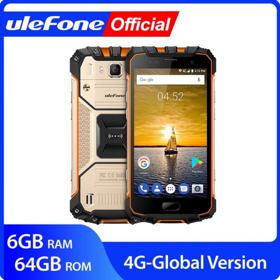 Ulefone Armor 2 IP68 Waterproof Mobile Phone Android 7.0 5.0" FHD MTK6757 Octa Core 6GB+64GB 16MP Global Version 4G Smartphone