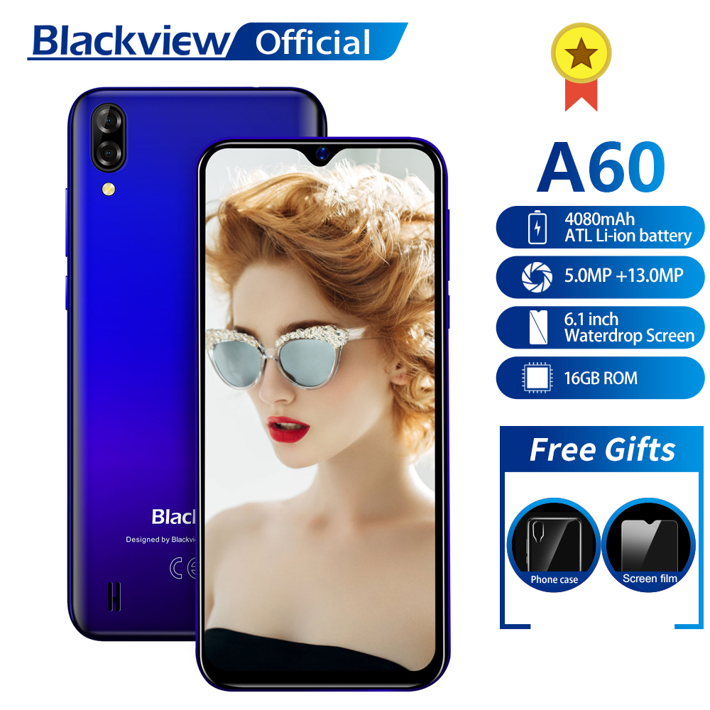 Blackview A60 Smartphone Quad Core Android 8.1 4080mAh Cellphone 1GB+16GB 6.1 inch 19.2:9 Screen Dual Camera 3G Mobile Phone