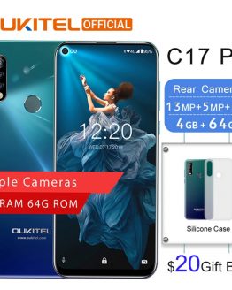 OUKITEL C17 Pro 6.35"19.5:9 Android 9.0 4G RAM 64G ROM MTK6763 Octa Core Mobile Phone Rear Triple Cameras Dual 4G LTE Smartphone