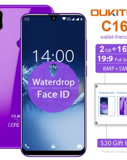 OUKITEL C16 5.71" HD+ 19:9 WaterDrop Smartphone Fingerprint Android 9.0 Mobile Phone MT6580P 2G RAM 16G ROM 2600mAh Unlock