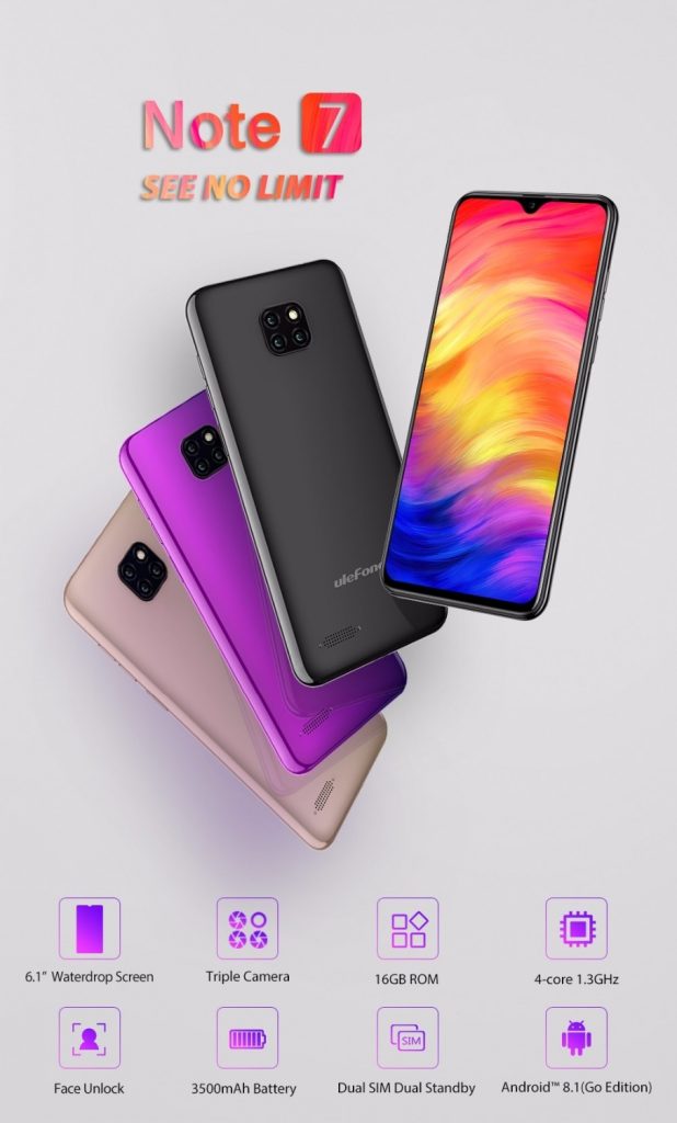 Ulefone Note 7 Smartphone 6.1 inch 1GB RAM 16GB ROM MT6580A Quad Core