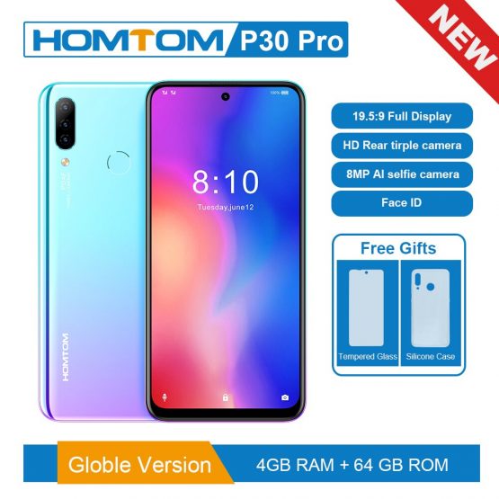 Global version HOMTOM P30 pro MT6763 Octa Core 4GB 64GB Smartphone 6.41Inch Android 9.0 Rear 13MP Triple Cameras Mobile Phone