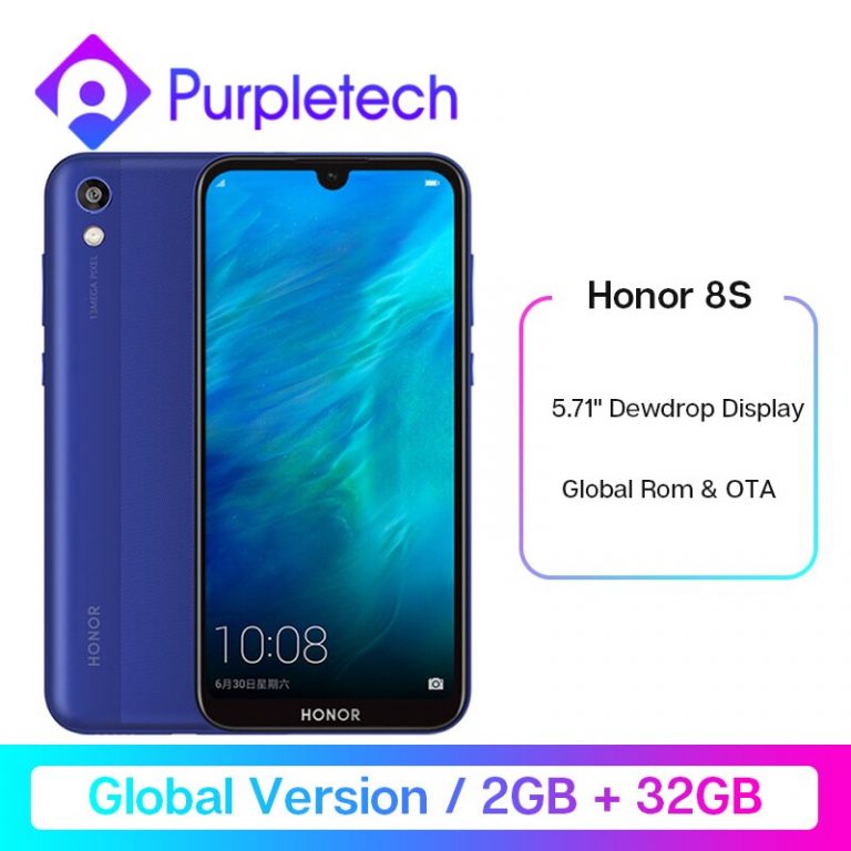 Original Global Version Honor 8S Smartphone 32GB ROM 2GB RAM 5.71'' FullView Dewdrop Display MT6761 Quad Core 13MP Rear Camera