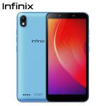 A sleek Infinix Smart 2 smartphone, featuring a 5.5-inch HD display, dual SIM support, and front camera with dual flash for stunning selfies.