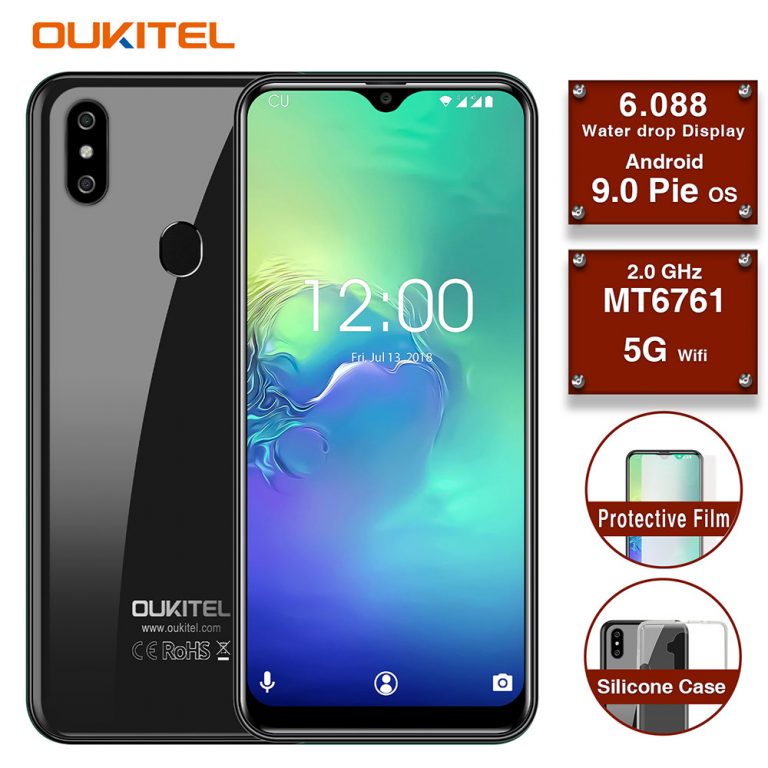 OUKITEL C15 Pro+ 3GB 32GB Android 9.0 Mobile Phone MT6761 Fingerprint Face ID 4G LTE Smartphone 2.4G/5G WiFi Water Drop Screen