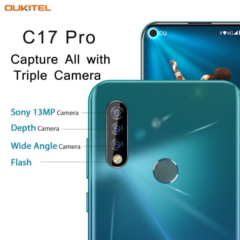 OUKITEL C17 Pro Dual 4G Android 9.0 Smartphone Fingerprint Face ID Cellphone