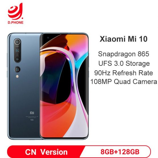 Xiaomi Mi 10 8GB 128GB Snapdragon 865 Octa Core Smartphone 5G Mobile Phone 108MP Quad Camera 6.67" AMOLED Screen 4780mAh Battery