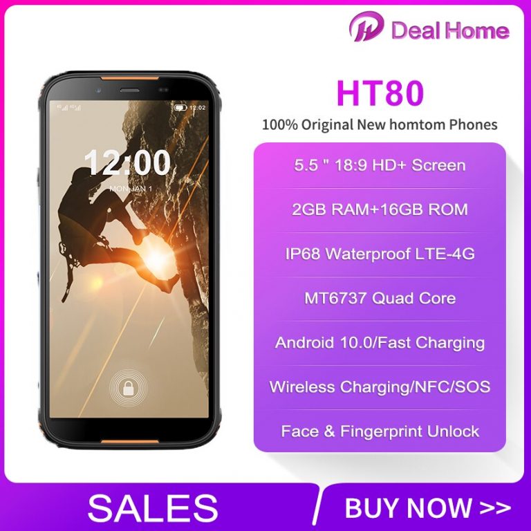 HOMTOM HT80 IP68 Waterproof Smartphone Android 10 5.5inch