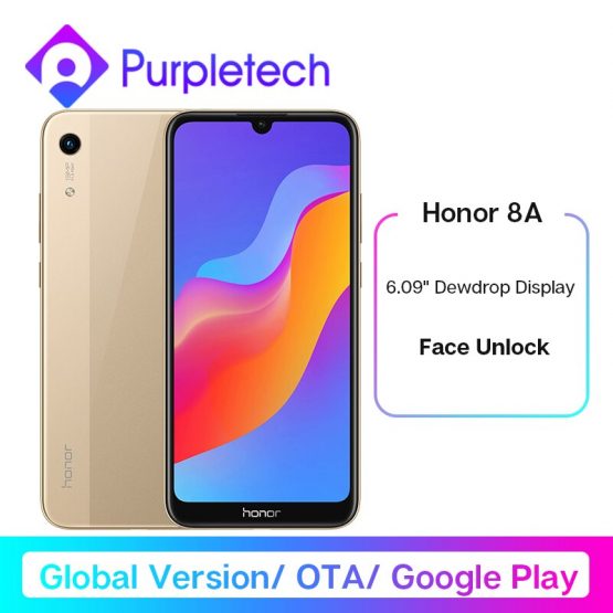 In Stock Global Version Honor 8A Smartphone 6.09 inch MT6765 Octa Core Mobile Phone Android 9.0 Face Unlock Google Play OTA