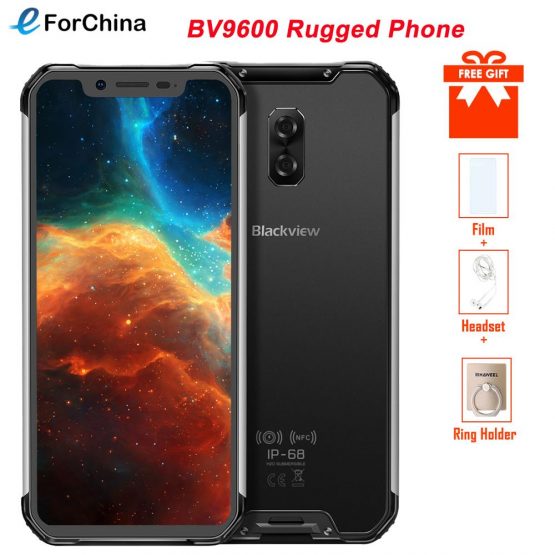 Blackview BV9600 Rugged IP68 Waterproof 4GB+64GB Mobile Phone Helio P70 Android 9.0 Smartphone 6.21" 19:9 FHD AMOLED NFC 5580mAh